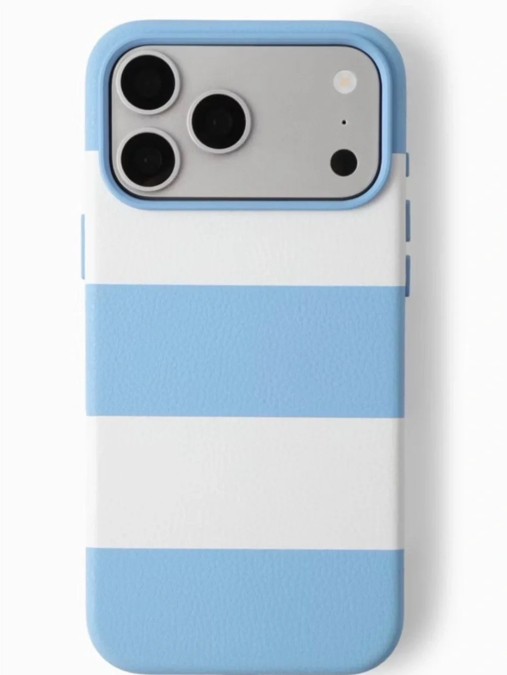 Hello Lux Light Blue Cabana Stripe Pebble PU iPhone Case - 17 Pro Max